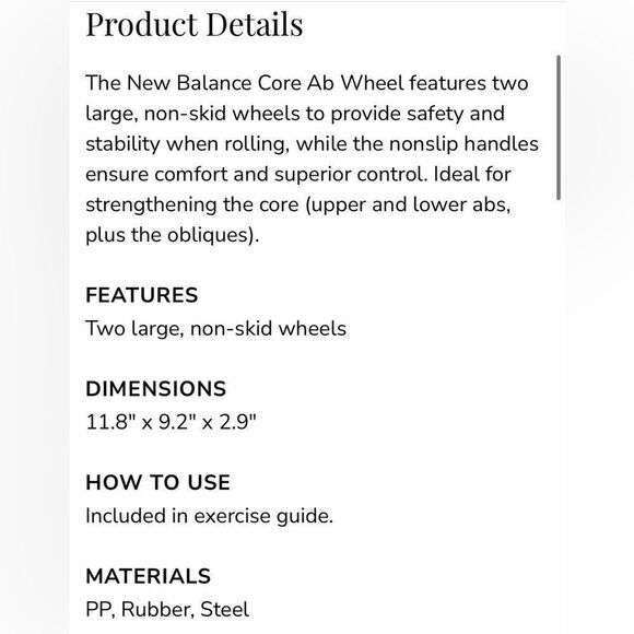 NWOT … NEW BALANCE Core Ab Wheel - Picture 7 of 7